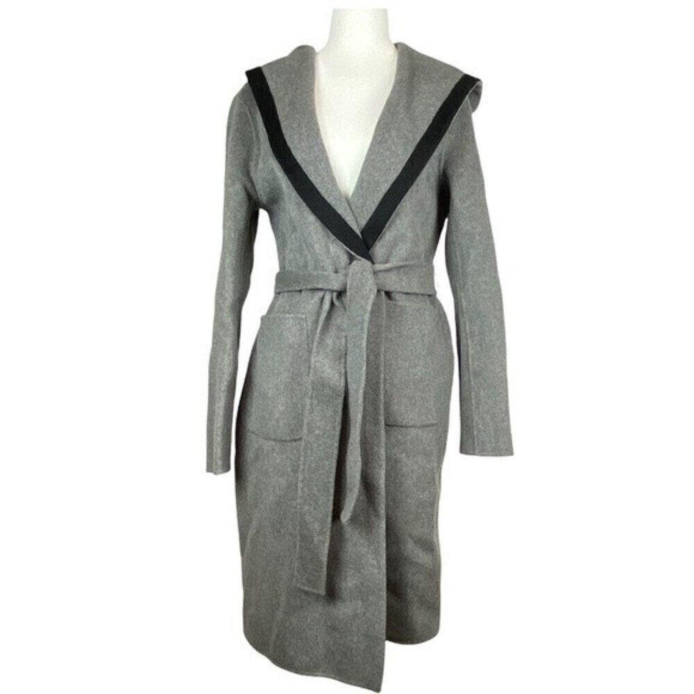 Magaschoni Womens Hooded Coat Size M Gray 100% Wool Ladies Coat